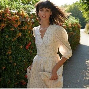 Quanta du Soleil De Paris Floral Dress Lavender Purple Ivory White Small S